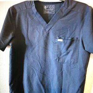 Figs Men's Black V-Neck Short Sleeve Tee